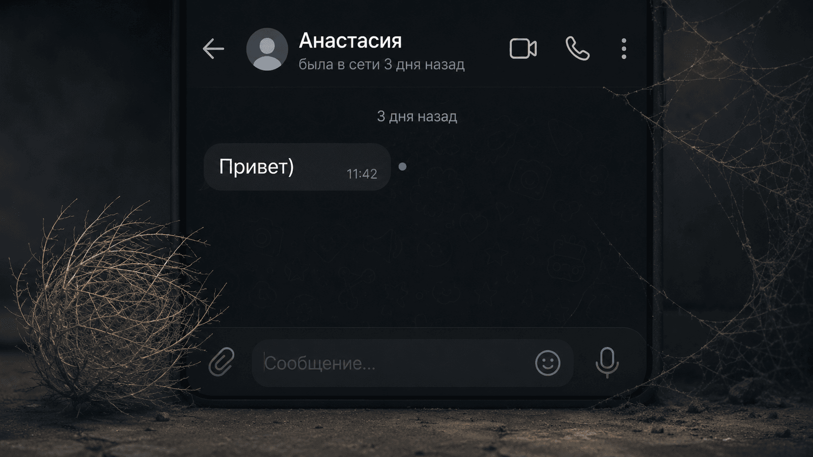 Сообщение "Привет" без ответа в чате приложения знакомств